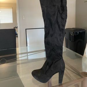 Black over the knee heeled boots